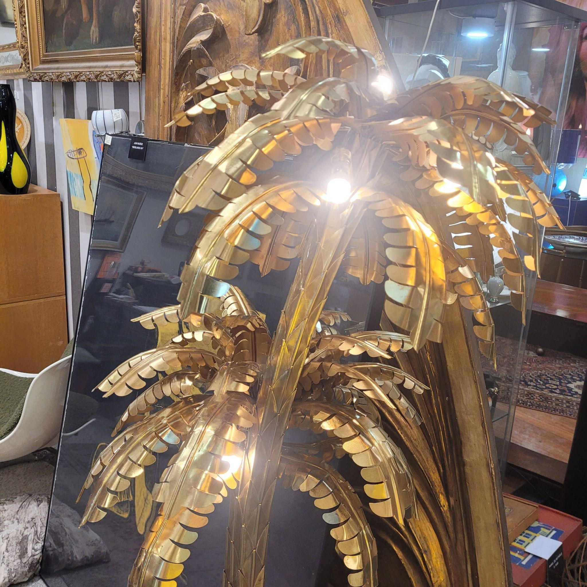 "Palm Trees" floor lamp, Christian Techoueyres for Maison Jansen, gilded brass, 1970s – France