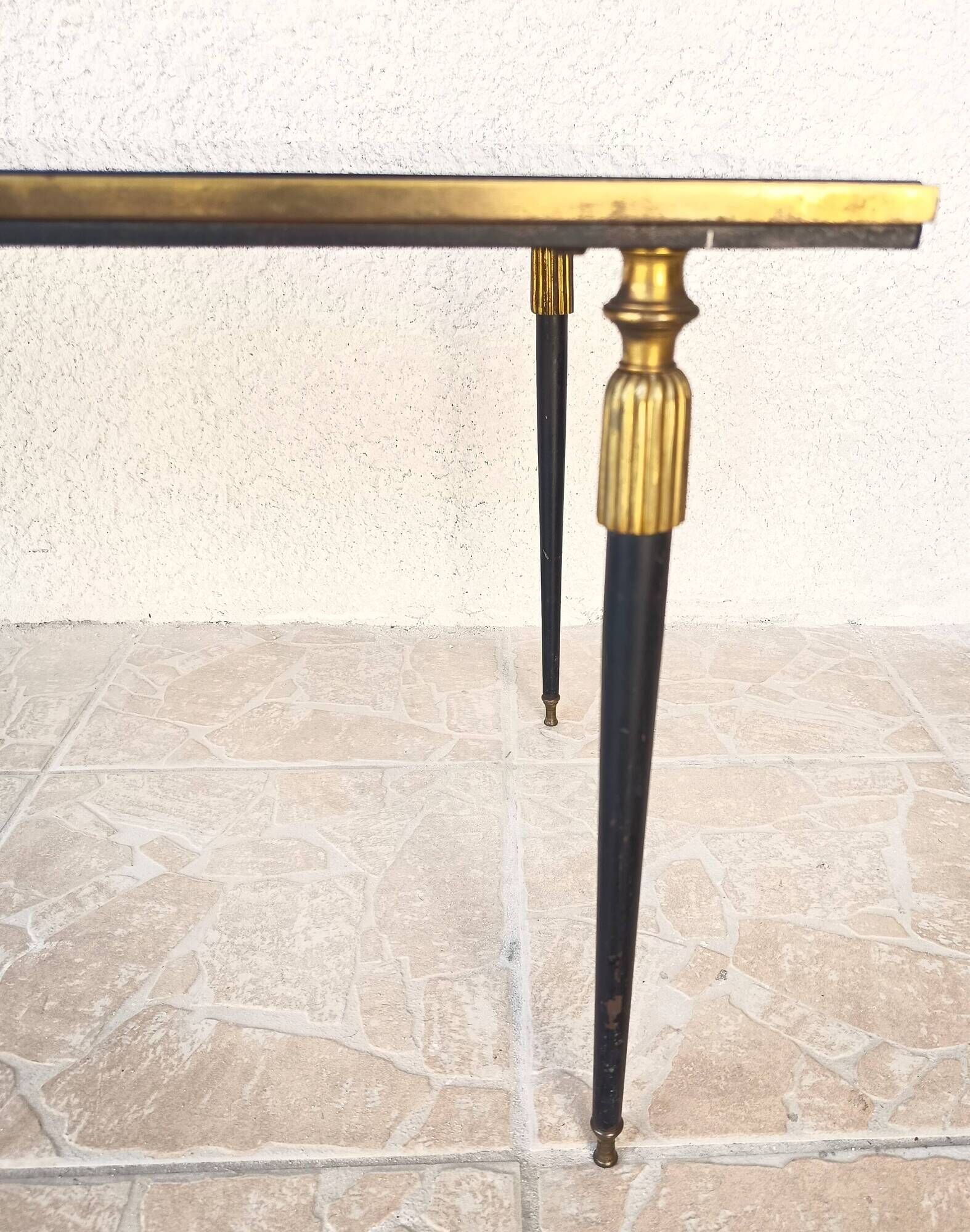 1960s metal and smoked glass coffee table