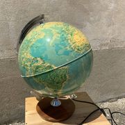 Vintage globe lit wooden foot silver frame deco antique desk