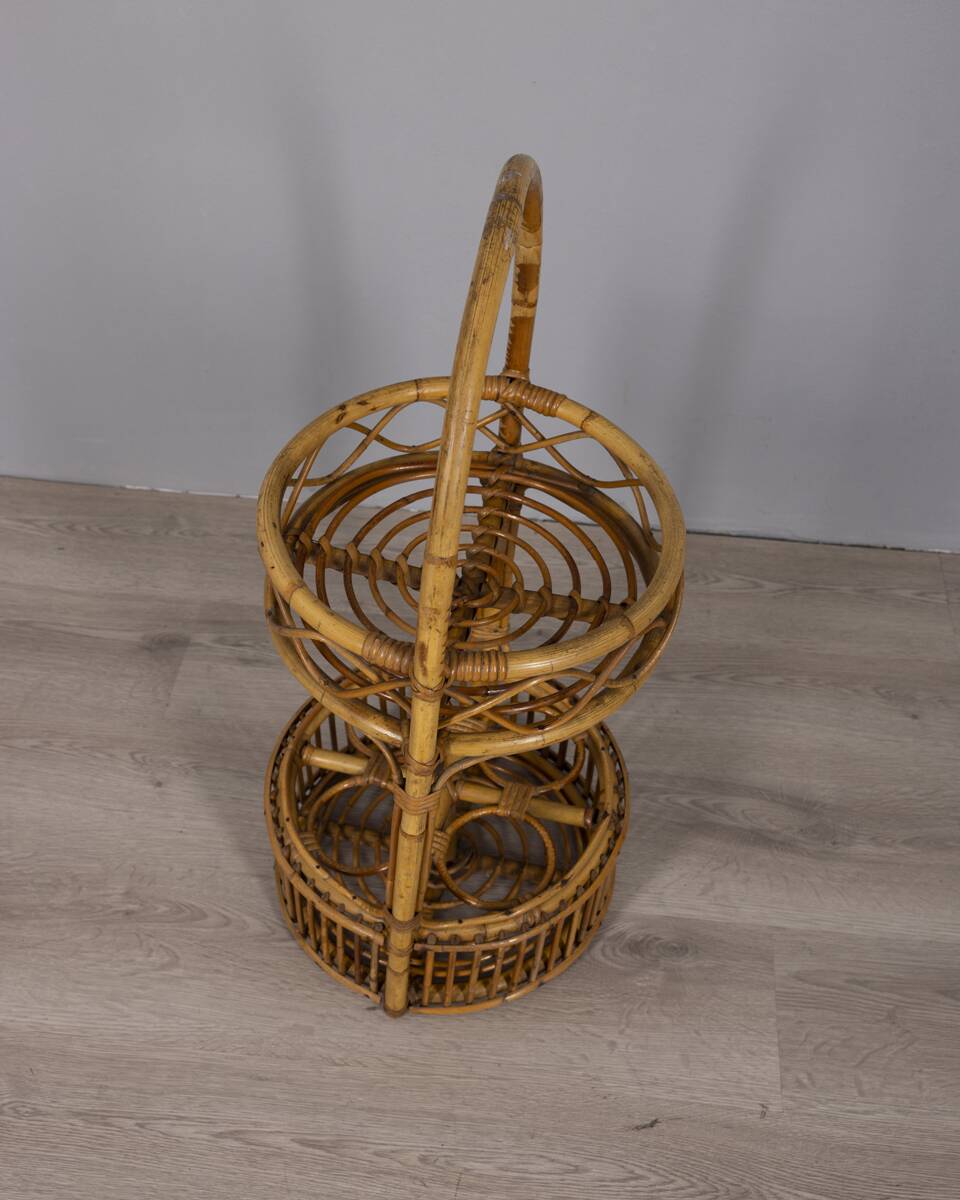 Vintage Italian Bamboo Bar Basket, 1960s