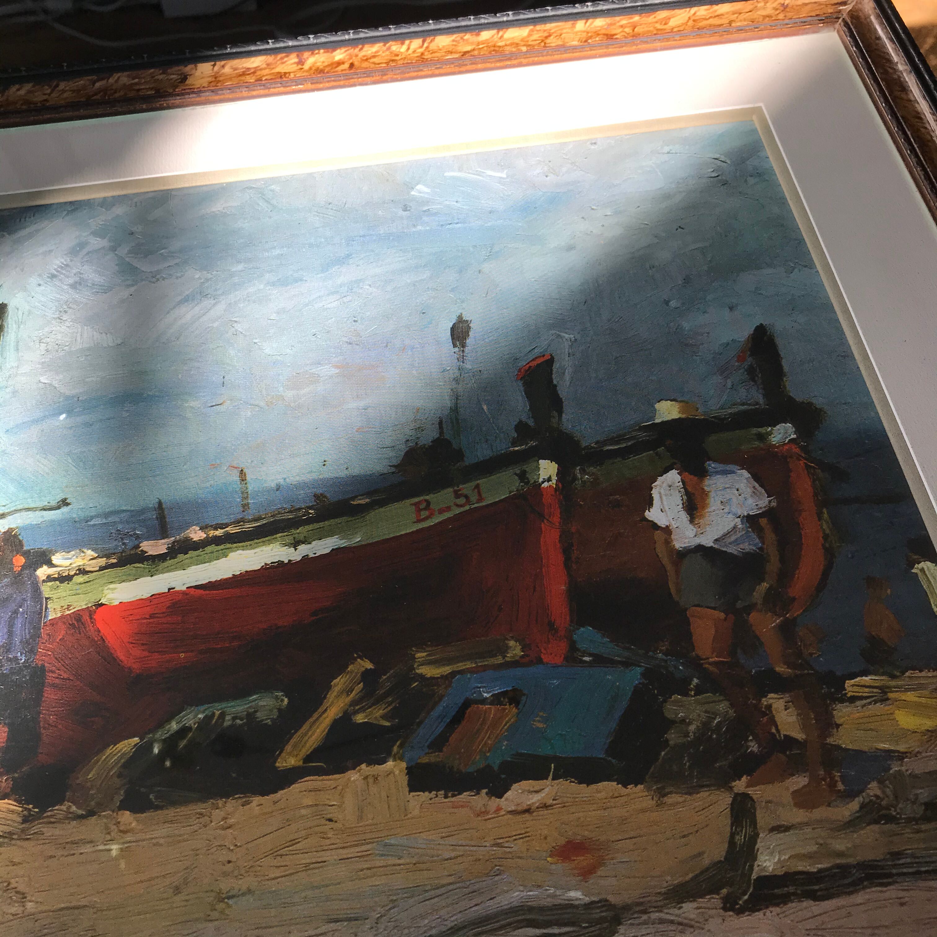 Tableau bateaux et pêcheurs