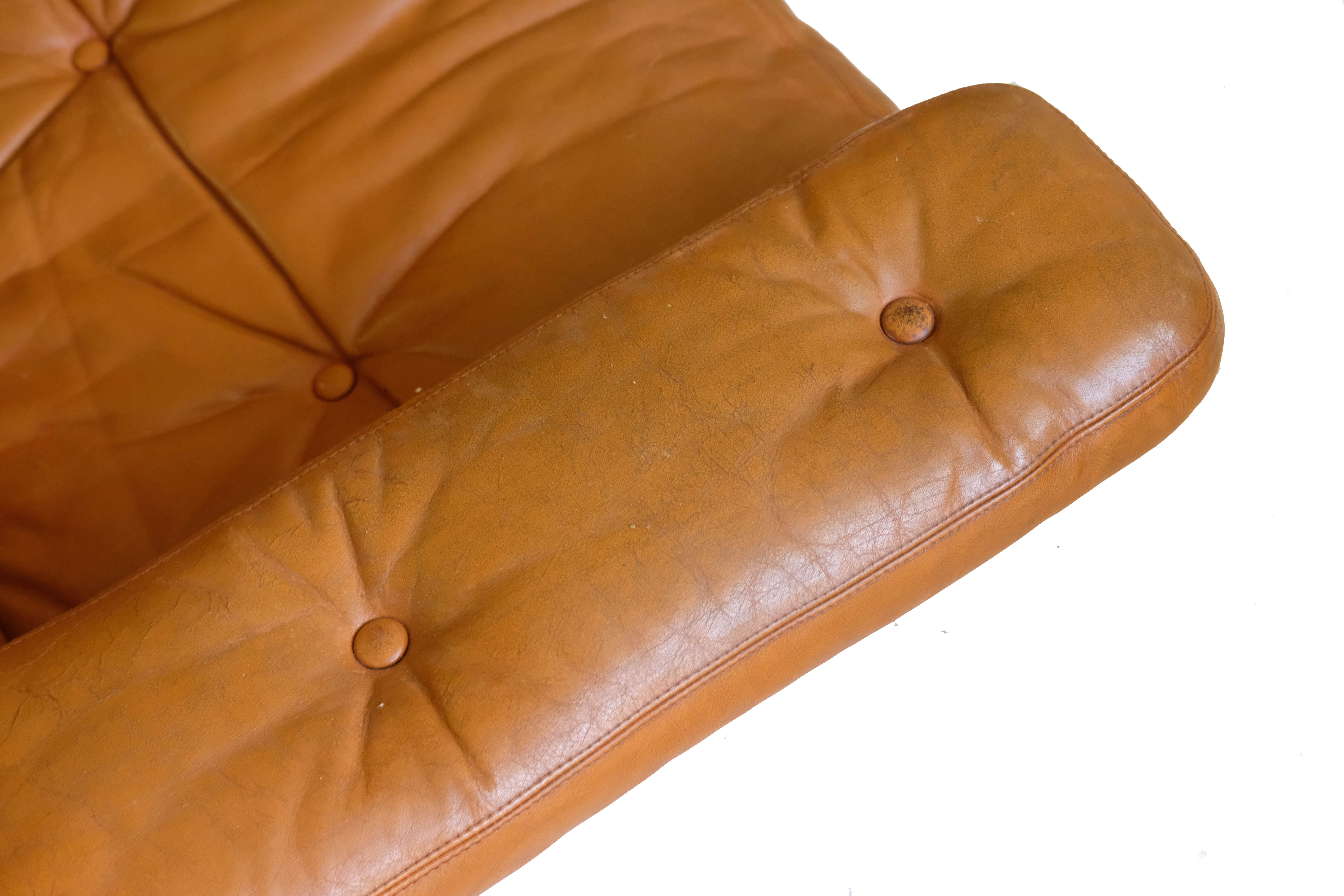 Set of Leather Sofa & 3 Armchairs by Sven Ivar Dysthe, Norway 1960's