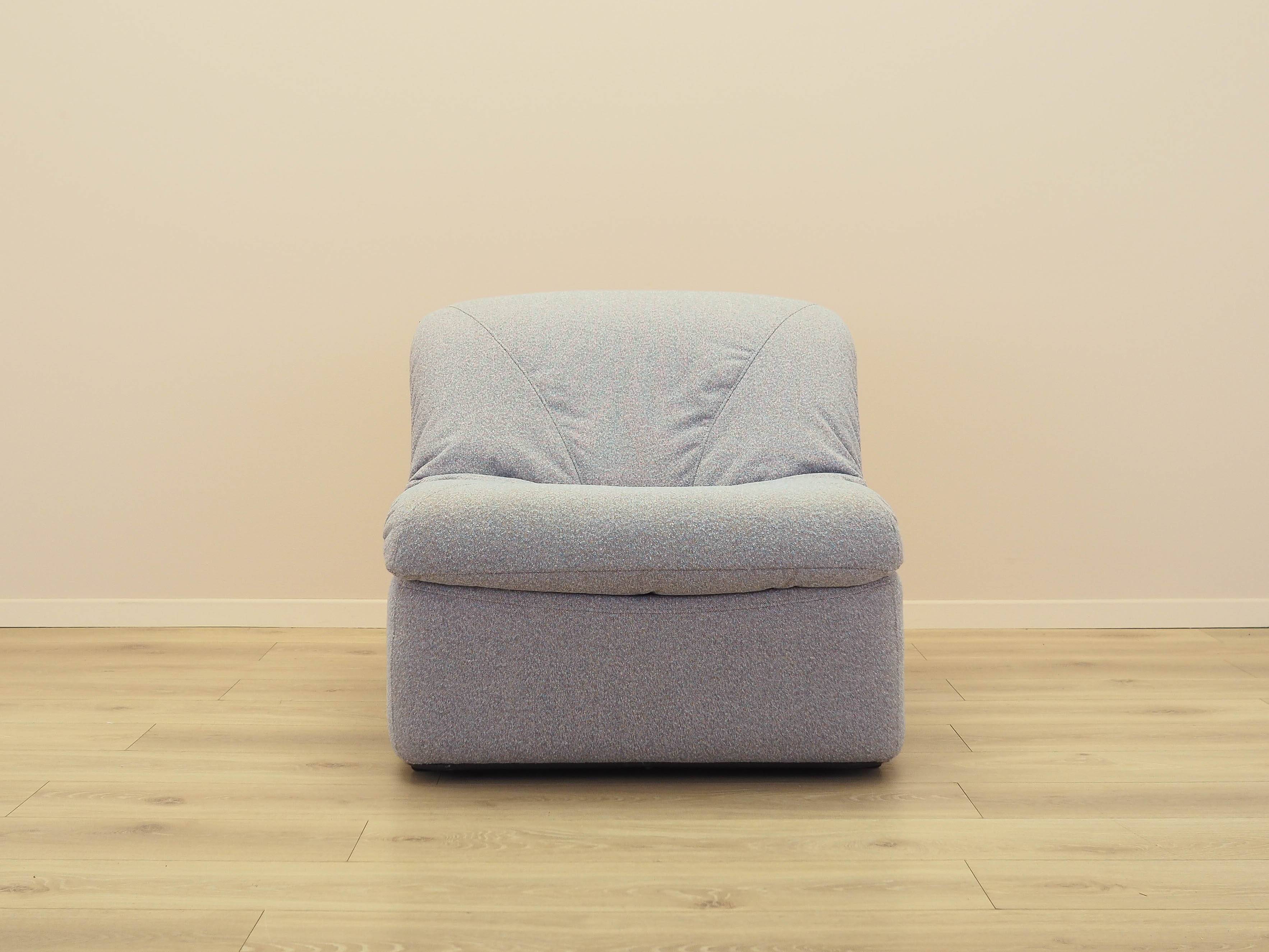 Italian Space Age Lounge Chair 1970s in Grey Fabric