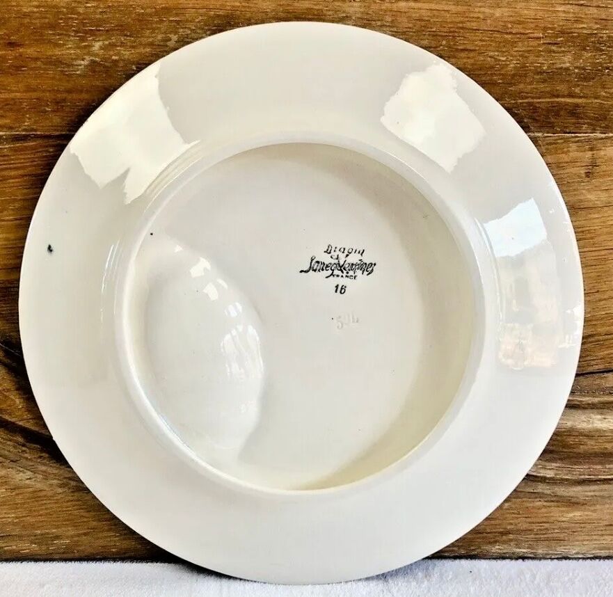 Set of 6 old Digoin Sarreguemines asparagus slushie plates