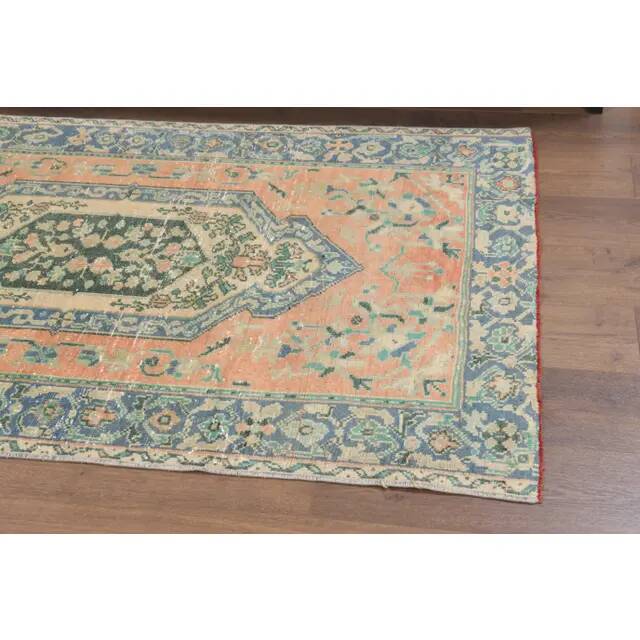 Vintage Turkish Oushak Handmade Wool Cotton Orange Area Rug  116x172