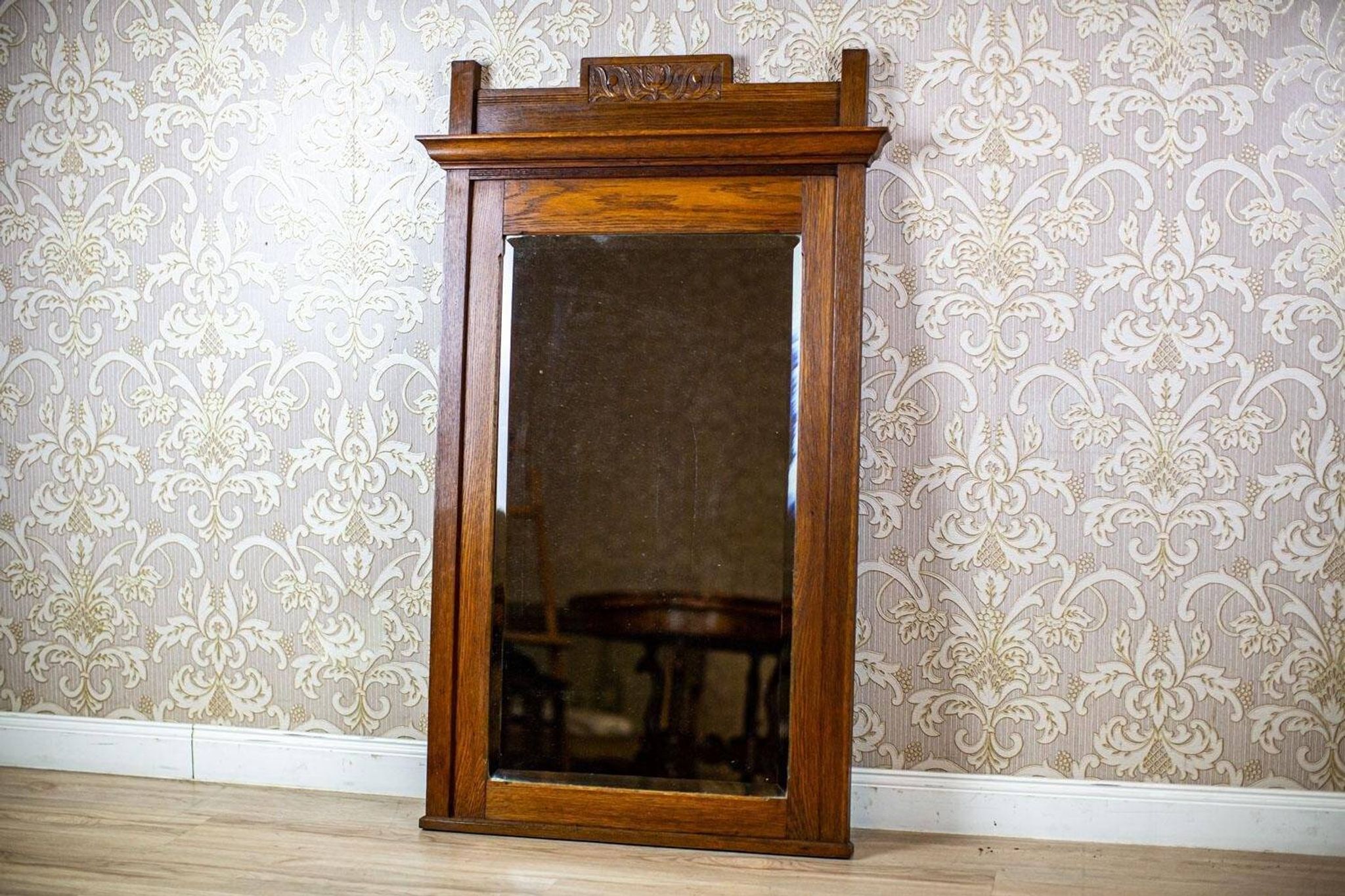 Vintage Floor Mirror in Light Brown Oak Frame, 1950s