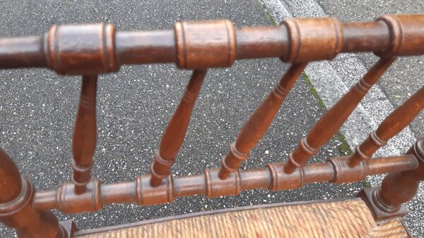 Chaise d'angle bois tourné assise paille