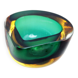 Emerald green Murano glass ashtray