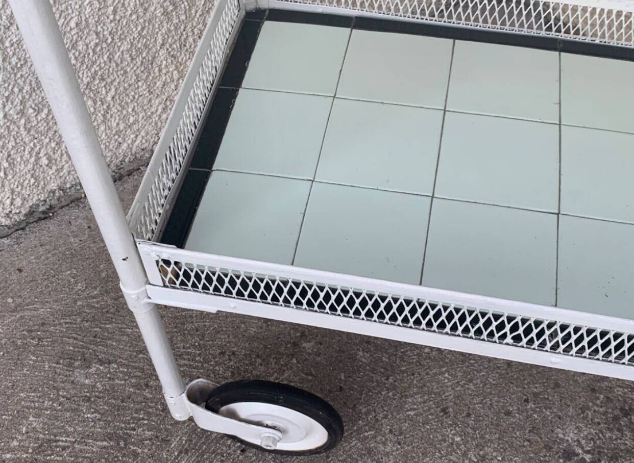 Vintage metal dessert trolley, openwork, 1950s.