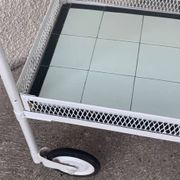 Vintage metal dessert trolley, openwork, 1950s.