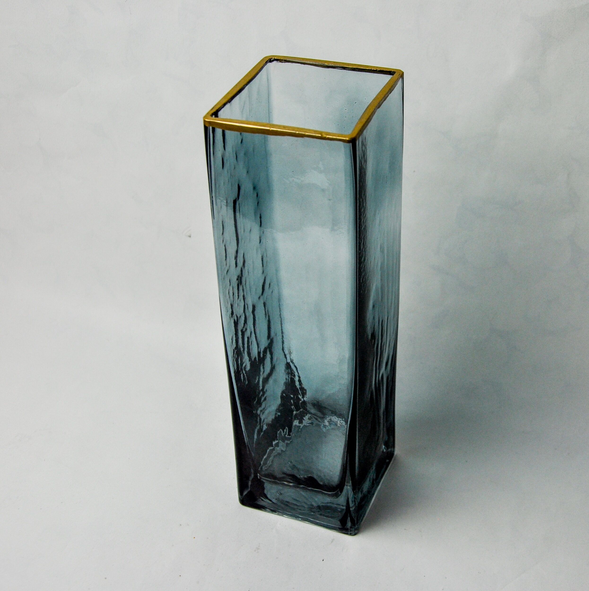 Sommerso vase by Petr hora, blue glass, golden edges, Czech Republic, 1970