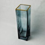 Sommerso vase by Petr hora, blue glass, golden edges, Czech Republic, 1970