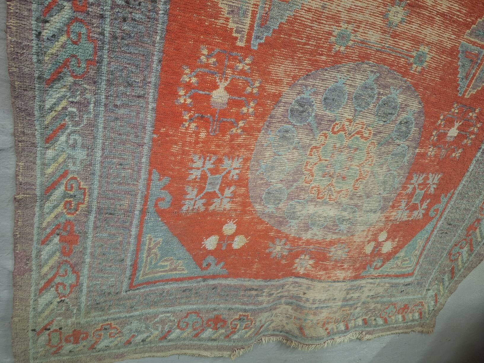 Antique Khotan rug Uyghur East Turkestan 1910