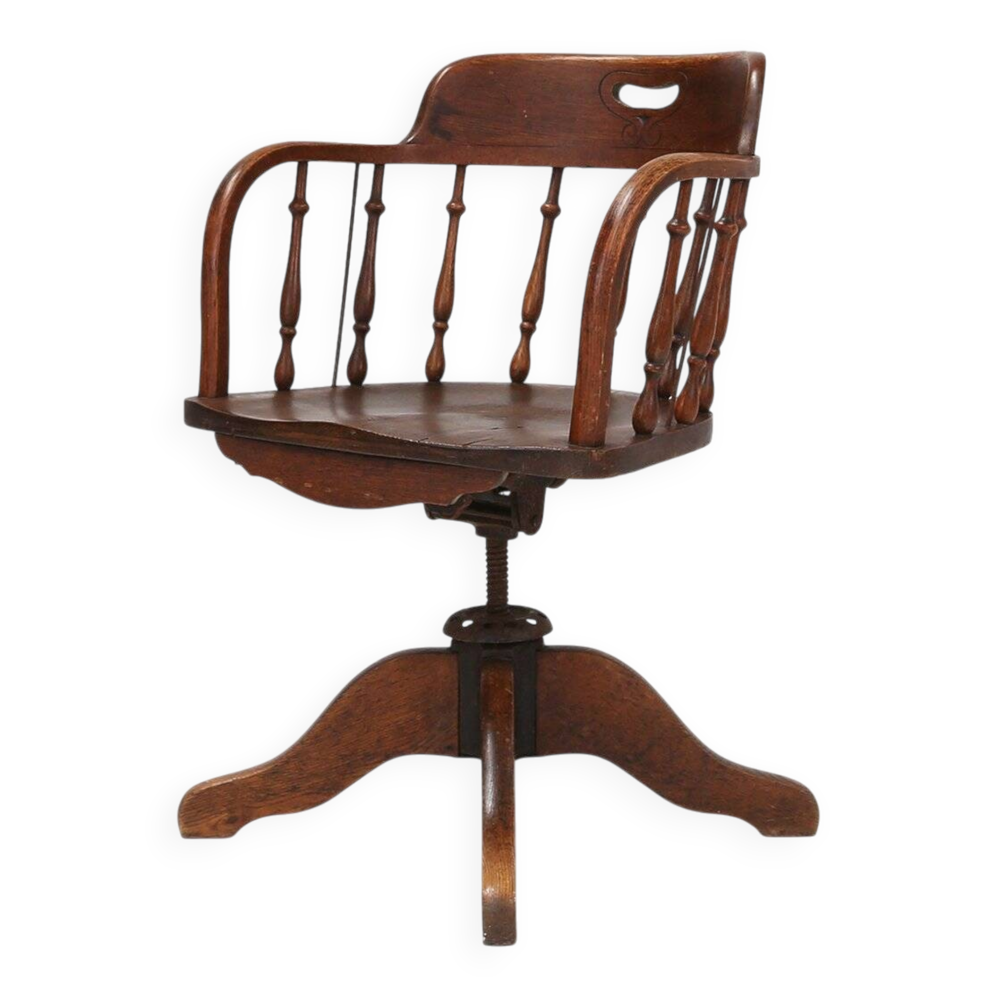 Chaise de bureau capitaine à base pivotante anglaise, Royaume-Uni années 1850
