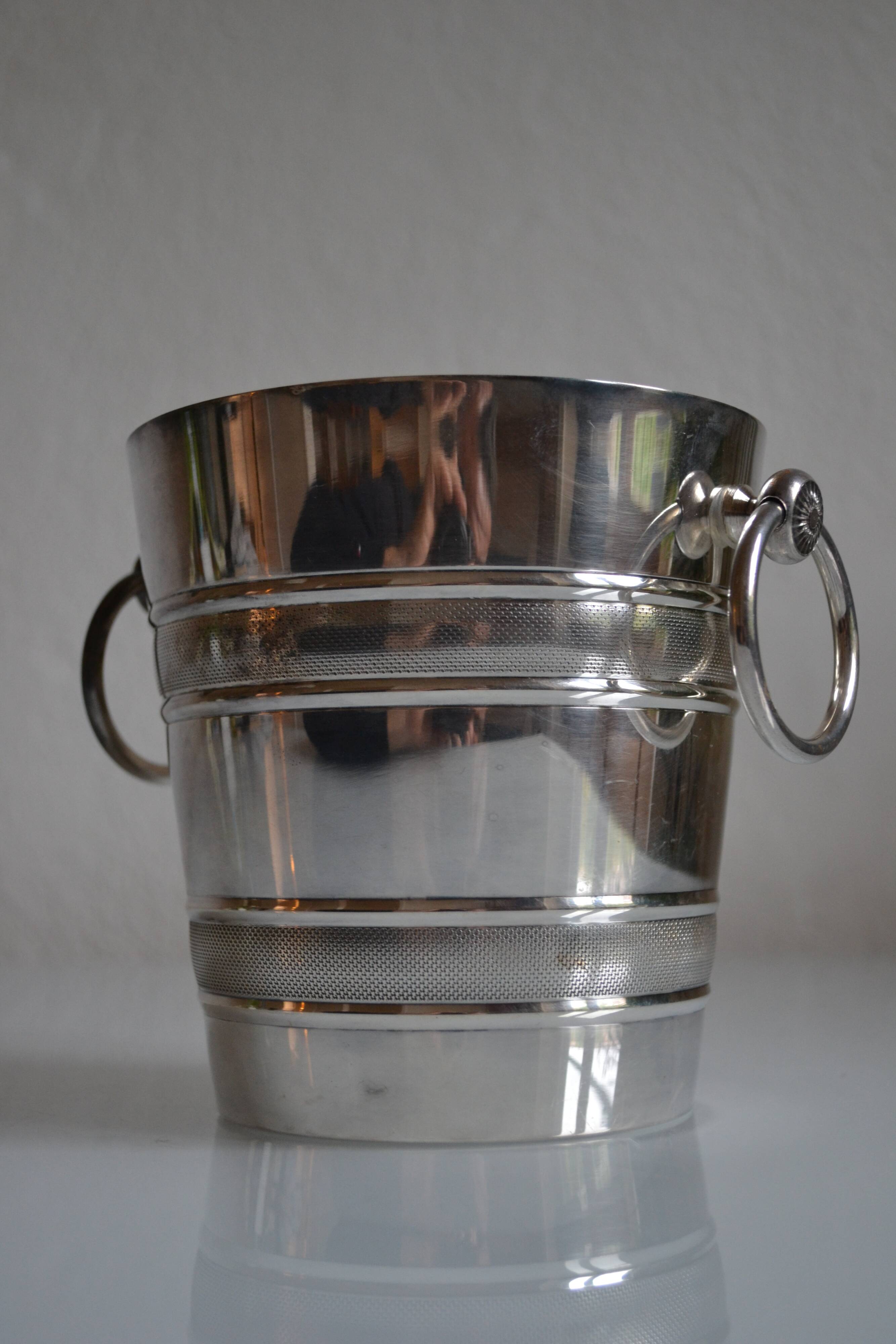 Vintage silver metal ice bucket