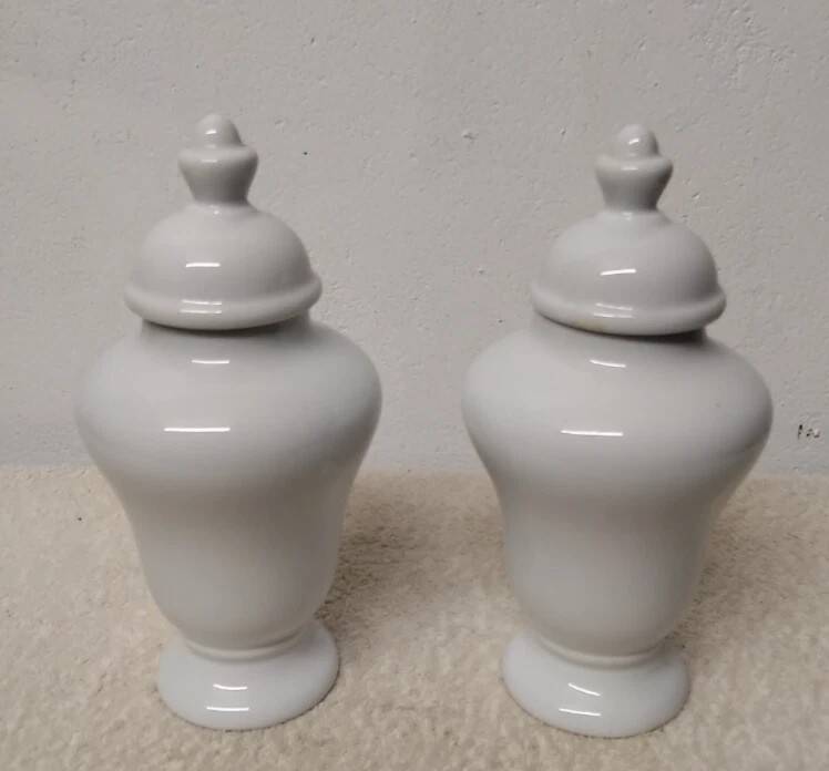 Pair of Covered Vases in Limoges Porcelain, France