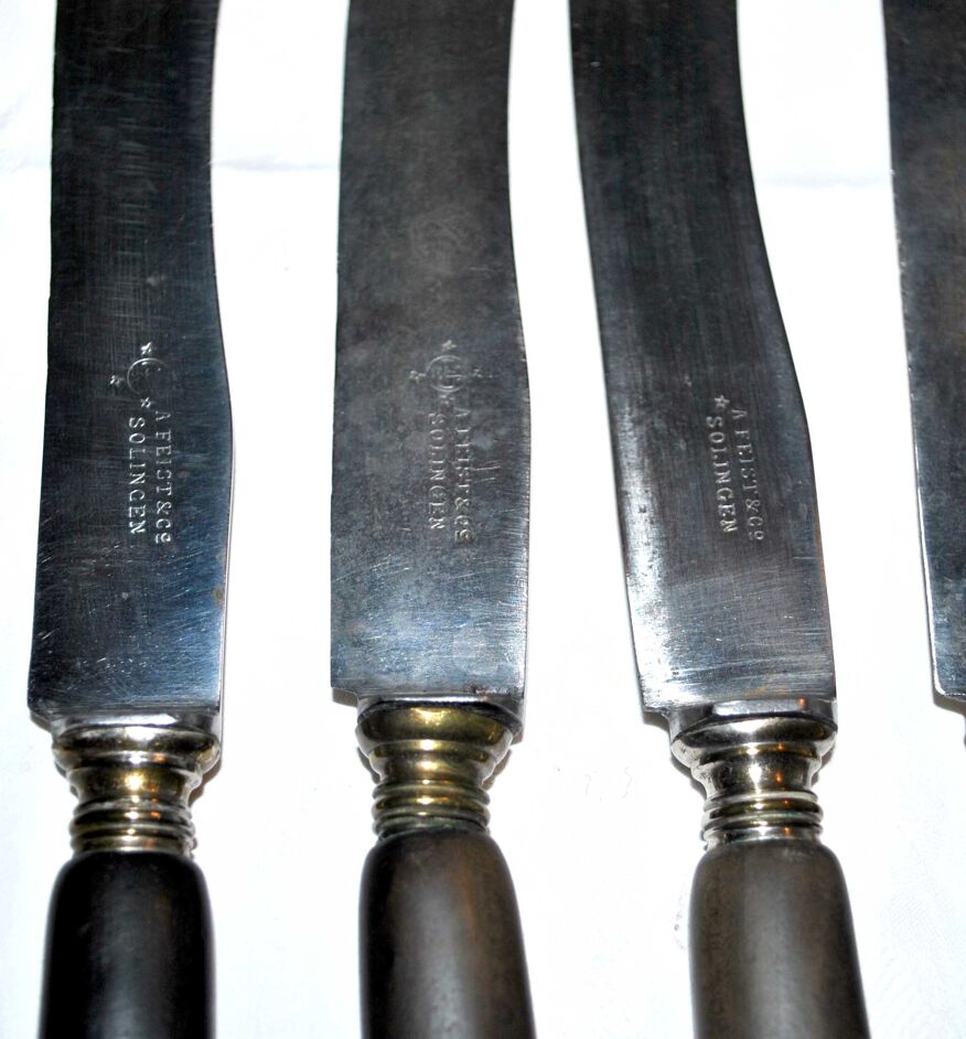 6 J.A. Henckels Solingen Knives in Vintage Silver and Steel 