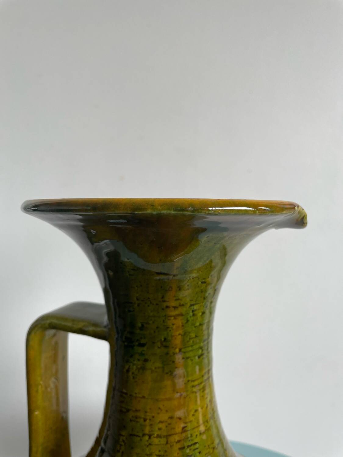 Green and yellow ceramic carafe bitossi italy 1950