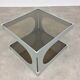 Side table space age aluminum smoked glass, end of sofa 1970