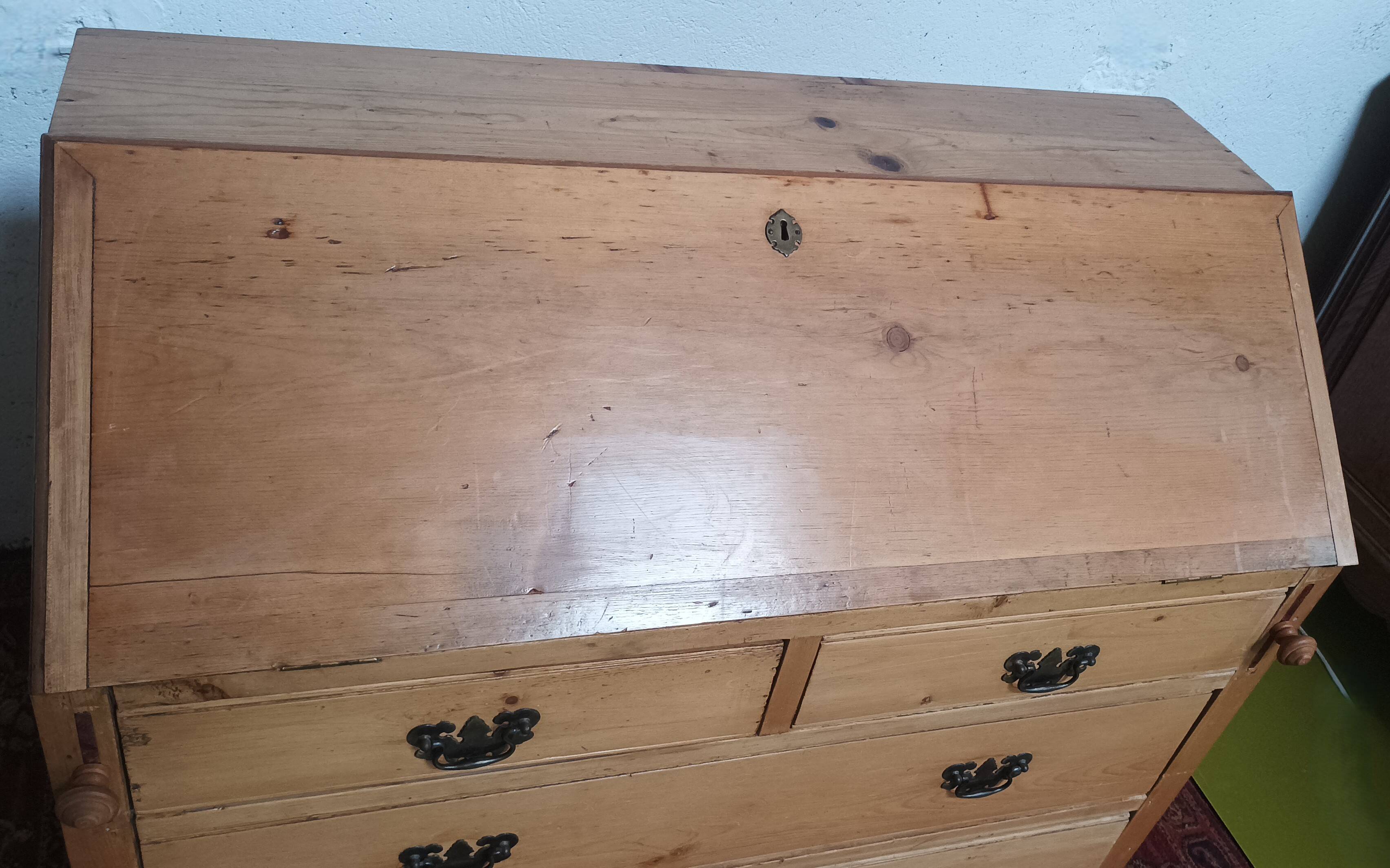 Slope desk, 19th century pine scriban