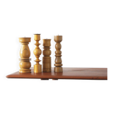 Scandinavian Wooden Candleholders, Set of 4