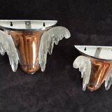 Exceptional pair of art deco wall lights by ezan france & copper metal