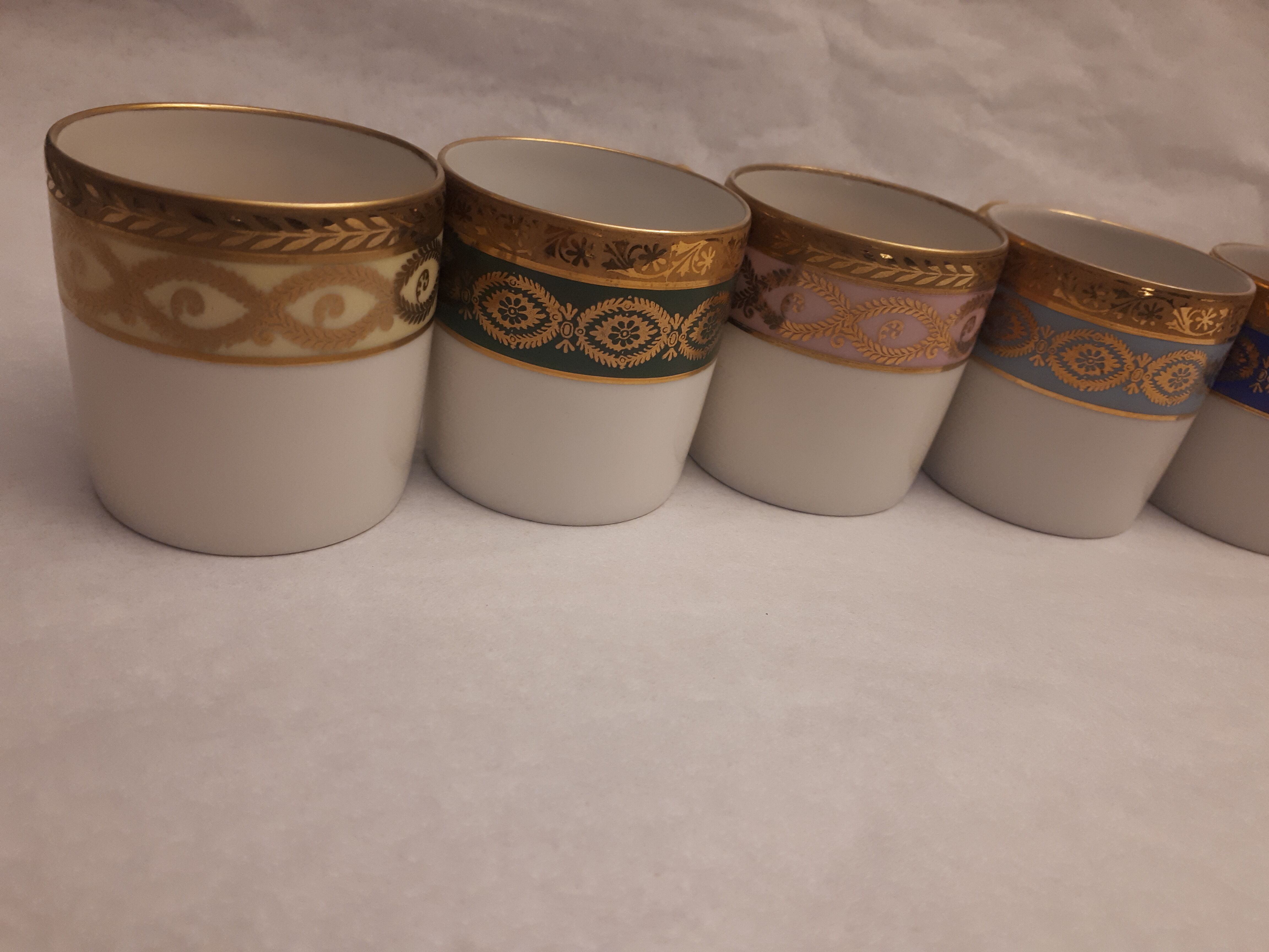6 cups porcelain coffee limoges Empire style gold frieze