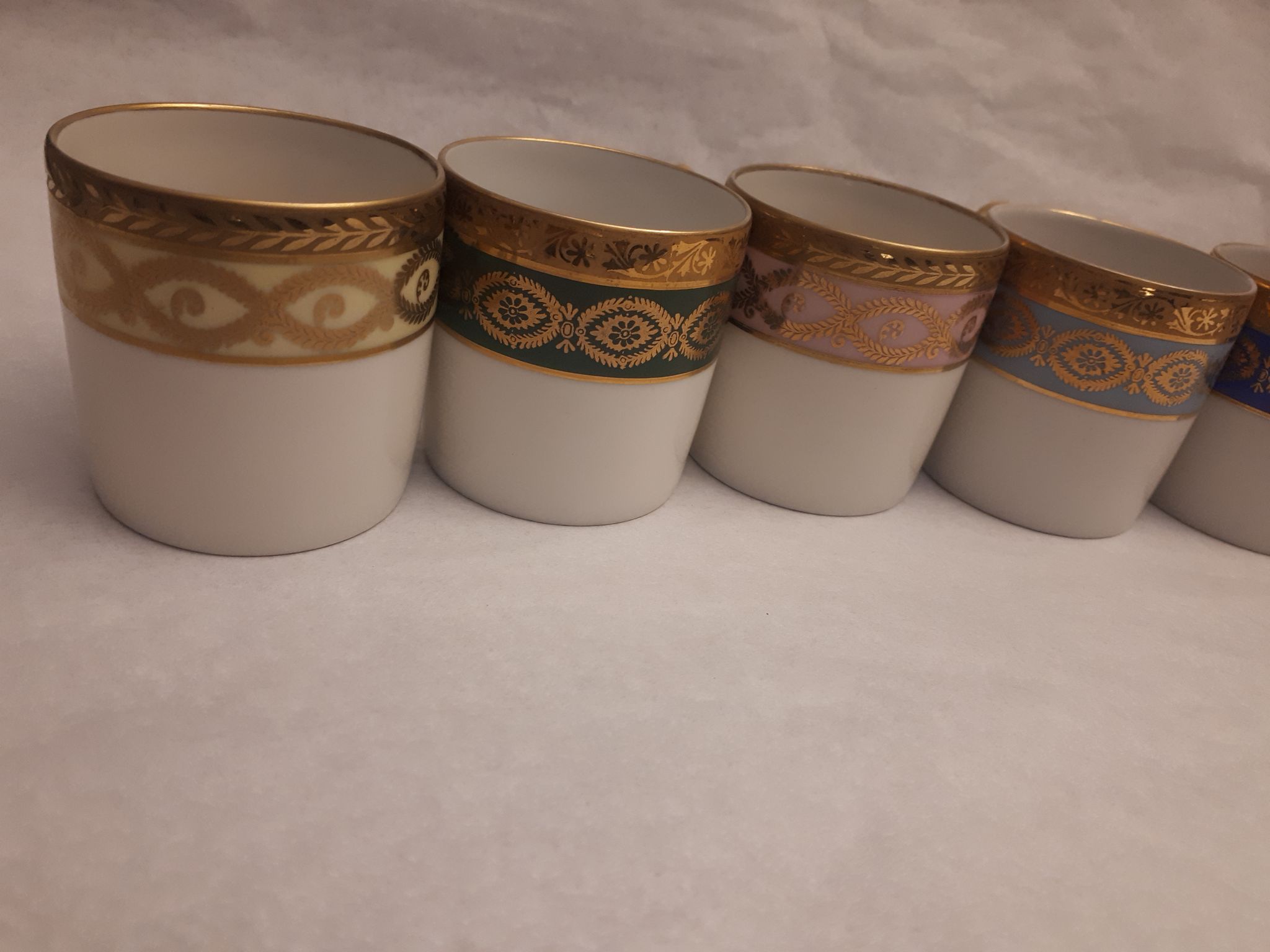 6 cups porcelain coffee limoges Empire style gold frieze