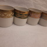 6 cups porcelain coffee limoges Empire style gold frieze