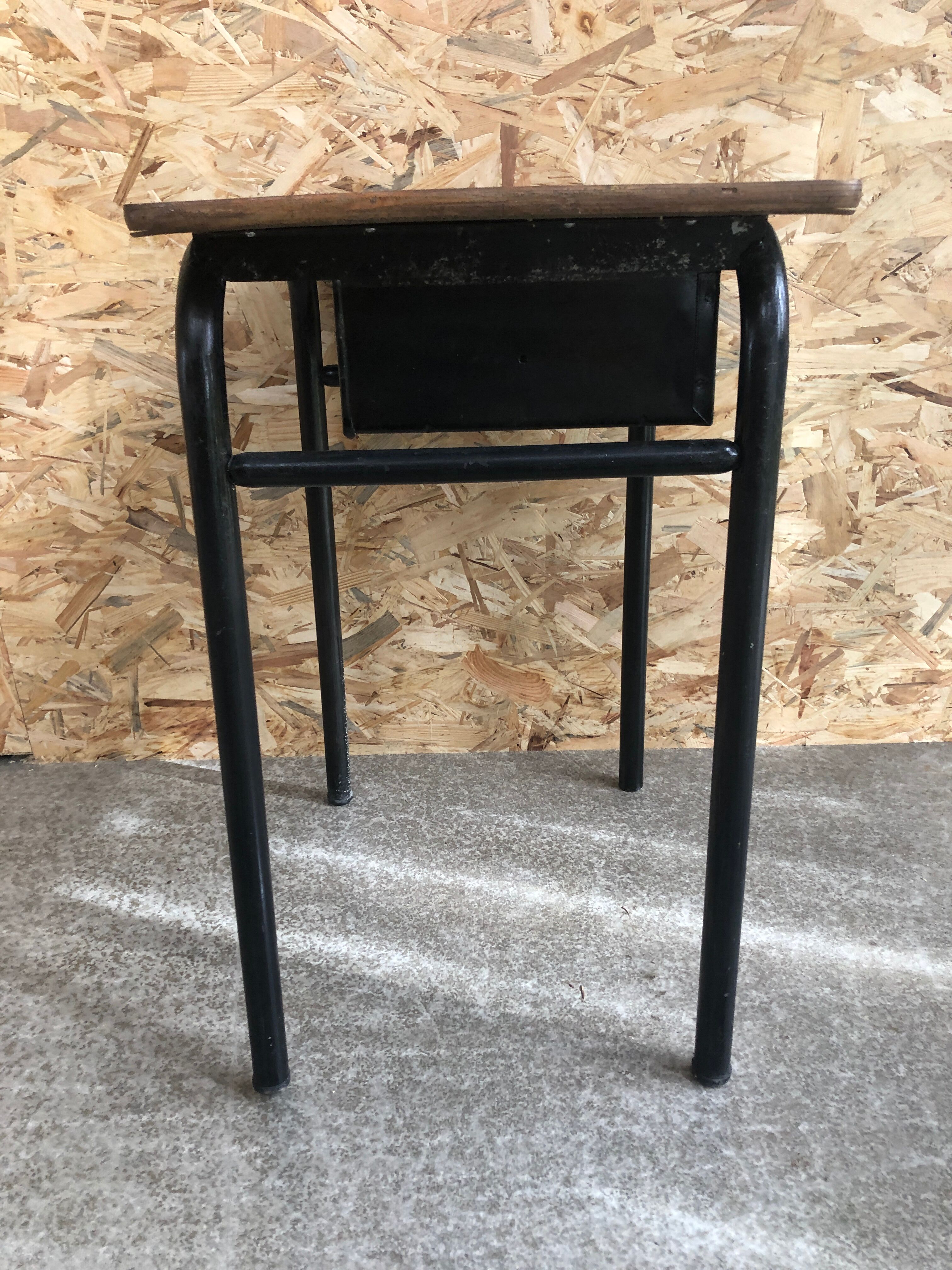 Old desk single desk child metal box + vintage wood tray #6