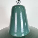 Large Industrial Petrol Enamel Factory Pendant Lamp, 1960s