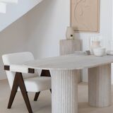 Olya Oblong Dining Table - Natural Travertine