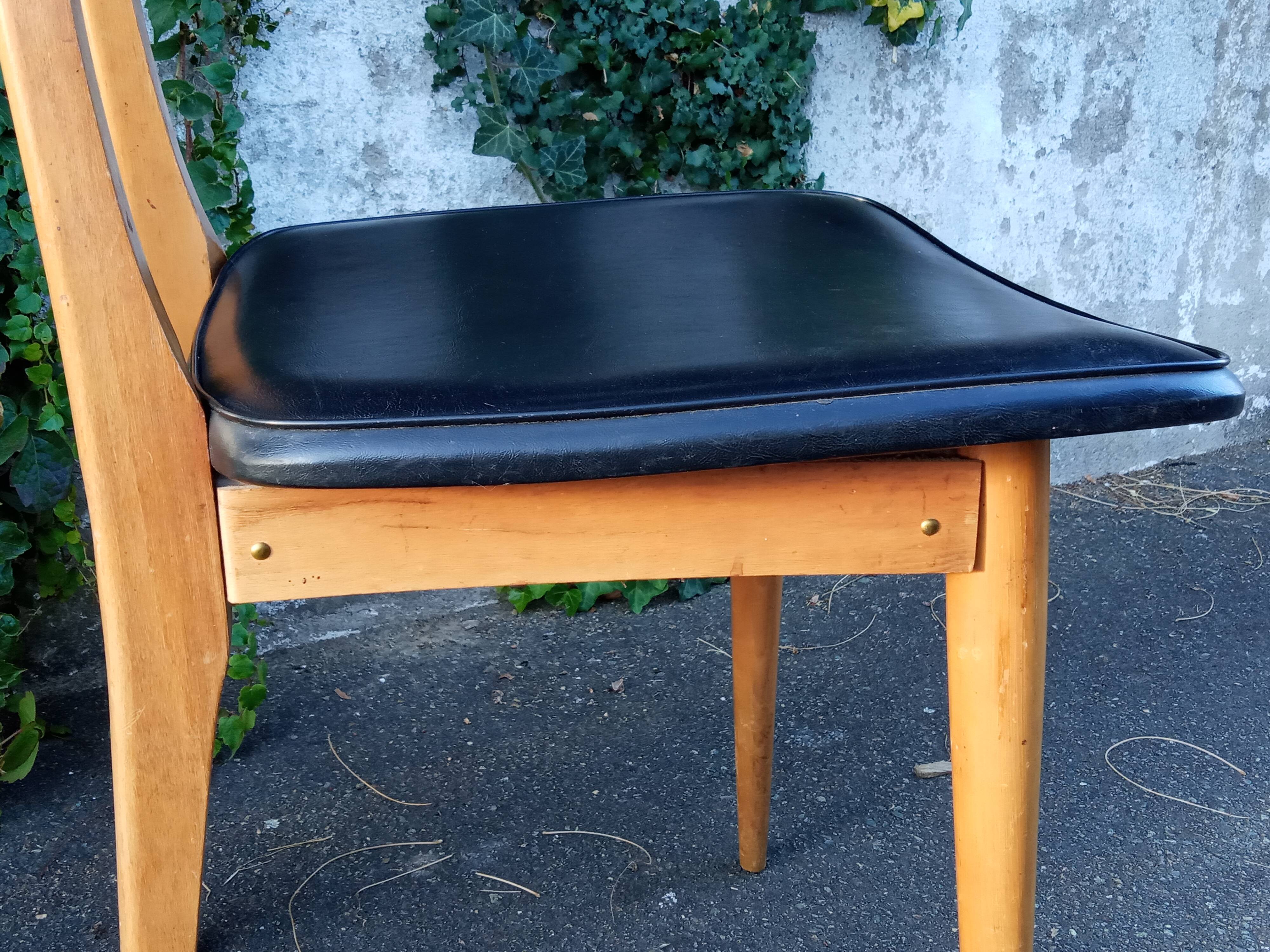 Four chairs in skaï, Scandinavian style, 60s