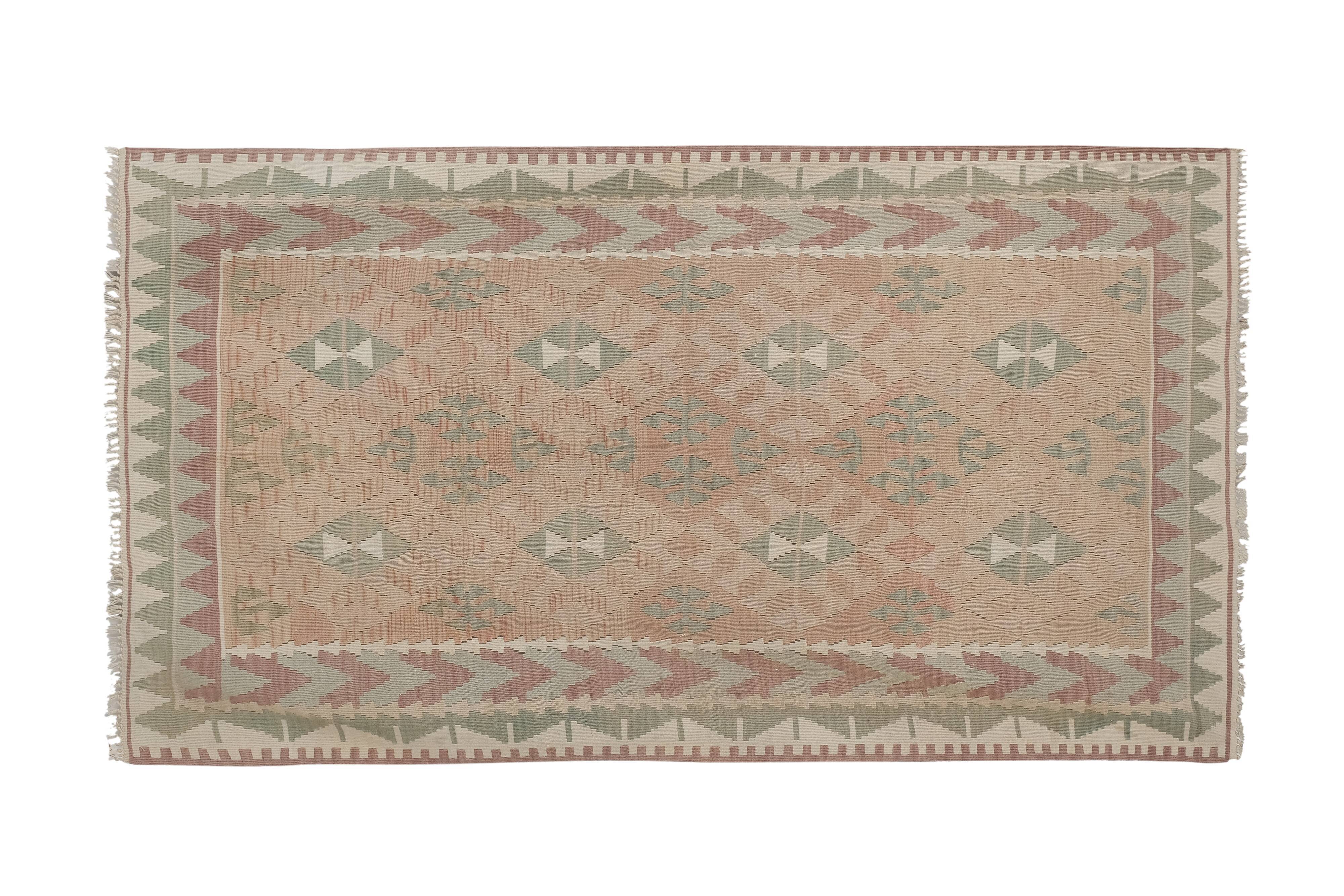 Classic Handwoven Turkish Konya Kilim Production Rug 4'6" X 7'7"