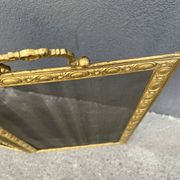 Antique 19th century fireplace screen, Bouhon Frères spark arrester