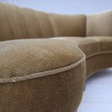 1960s, 3-seater Danish "Banan" sofa, original olive/green furniture velour.