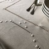 Antique linen tablecloth and whipped cream silk