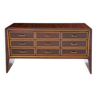 Chest of drawers by Paolo Buffa in sycamore rosewood and brass circa 1940