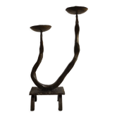 Brutalist wrought iron candle holder
