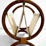 Vintage curved rattan magazine rack – 1960s