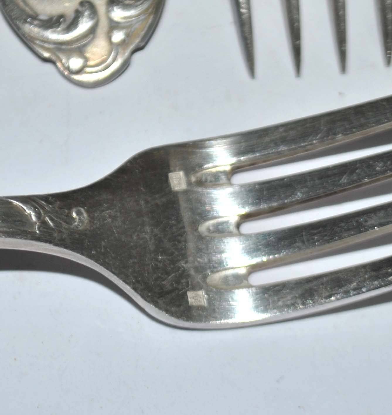 Set of 6 vintage MARLY rocaille table forks in silver metal 21.5cm