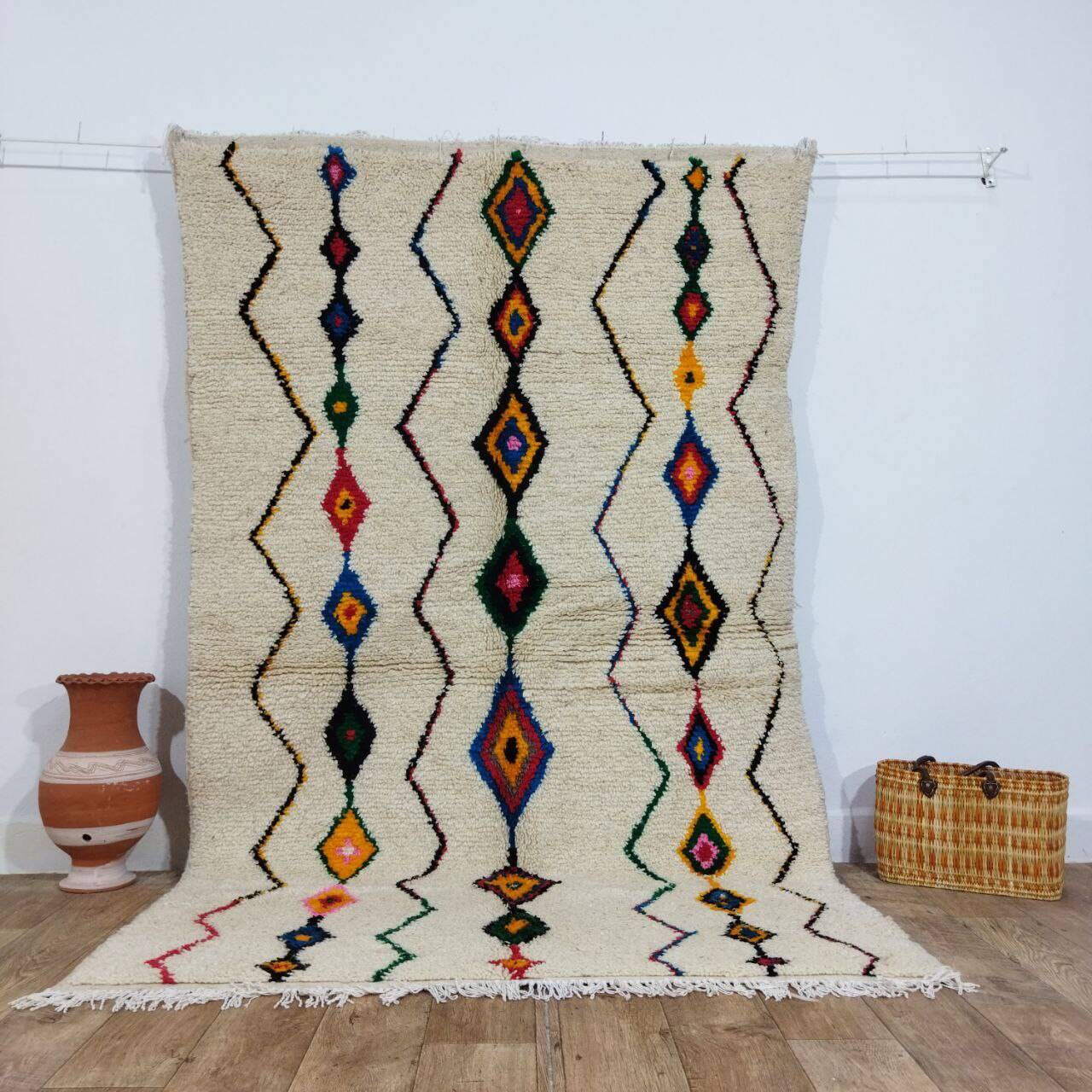 Handmade wool Berber rug 240 x 150 cm