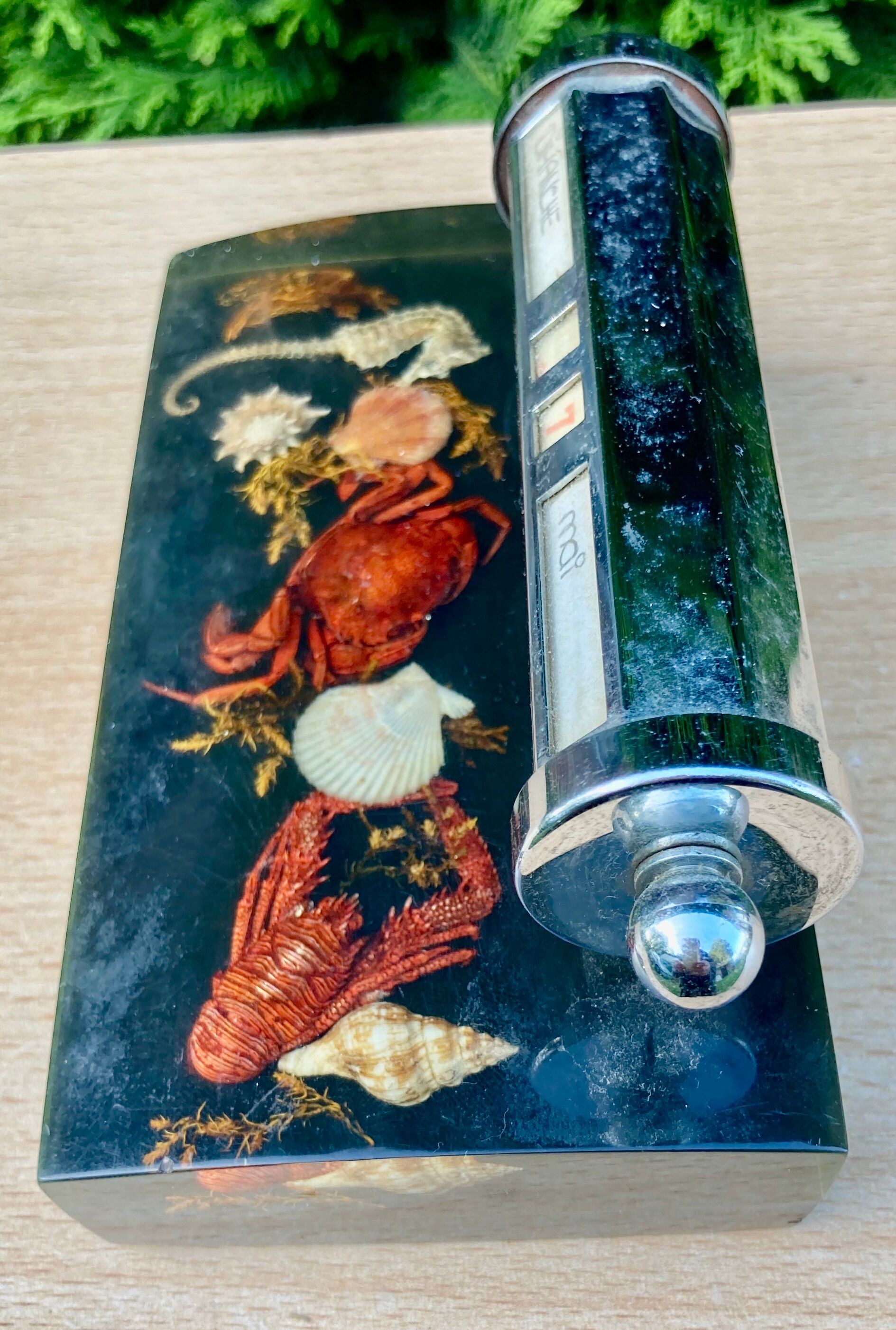 Perpetual office calendar resin with inclusions vintage seaside souvenir