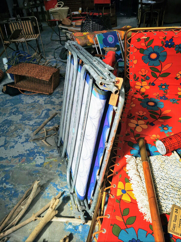 Camp bed or vintage sunbathing