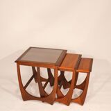 Nesting tables in teak and glass Gplan edition