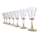 7 crystal footed glasses, antique white wine glasses.