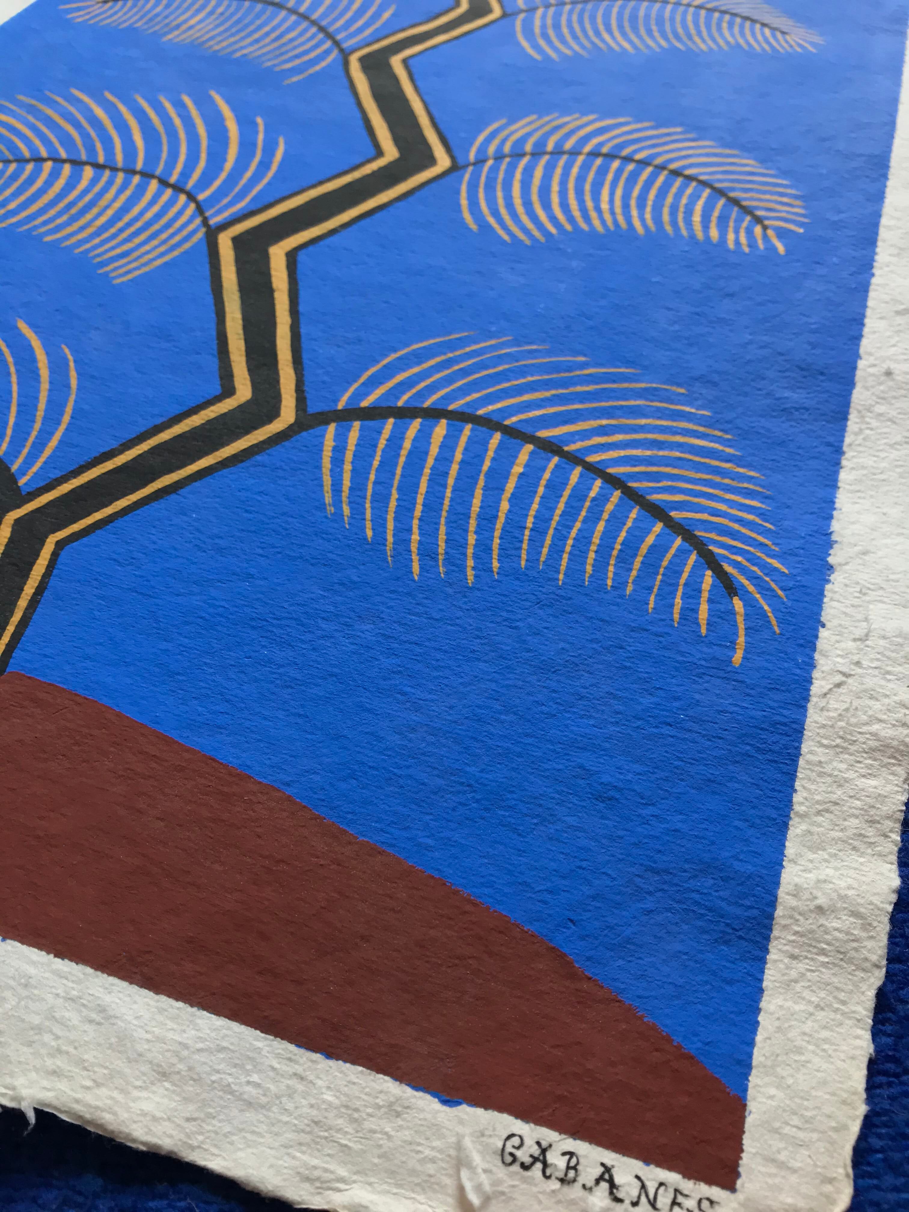 Painting Camille Cabanes - Blue Plant Snake