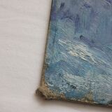 Old painting, oil on cardboard signed E. Astain, "Flowers", 1945