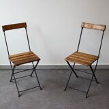 Pair of foldable bistro chairs, France, 1930