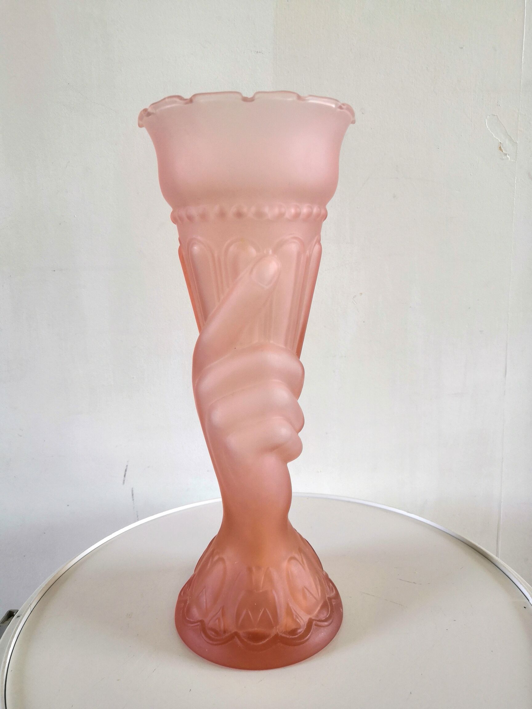 Art Deco pink hand vase